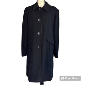 Worthington | Black Mid-Length Wool/Nylon Blend Pea Coat | Size Large
